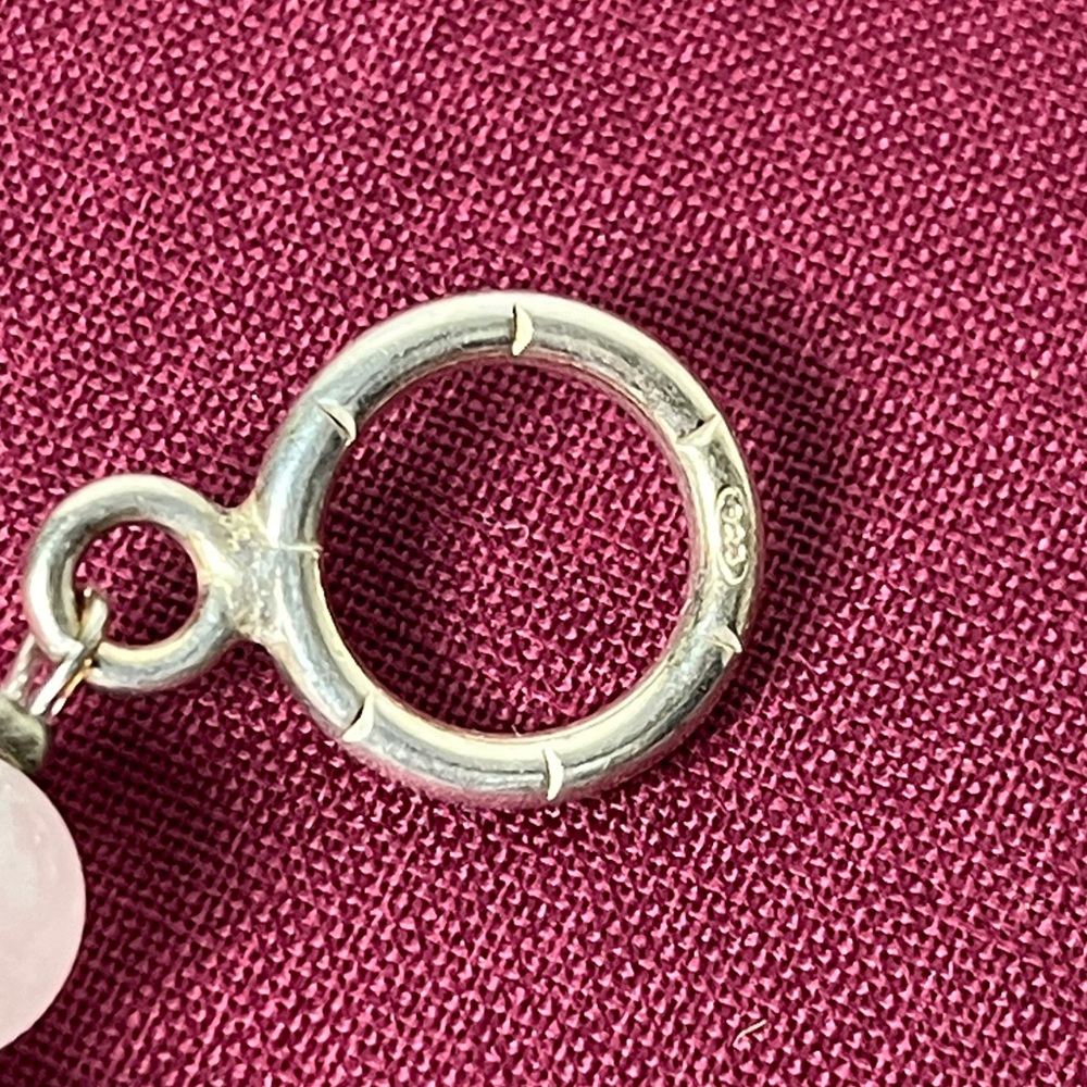 Sterling Silver Bead and White Agate Chunky Stone Necklace 17''L - Picture 5 of 6